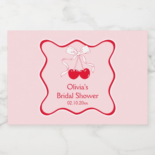 Kersen op Bow Vrijgezellenfeest Mini Champagne Sparkling Wijnetiket (Enkel label)