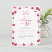 Kersen op de bovenste boog Baby shower Kaart (Staand voorkant)