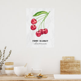 kersen op de fruitmarkt poster