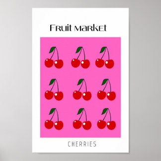 kersen op de fruitmarkt poster