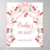 Kersen op de top Baby's zijn lief Pink Bow Poster (Voorkant)