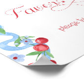 Kersen op de top Blue Bow Favors Baby shower Poster (Hoek)