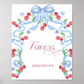 Kersen op de top Blue Bow Favors Baby shower Poster (Voorkant)