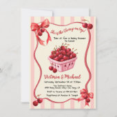 Kersen op de top Bow Baby shower Kaart (Voorkant)