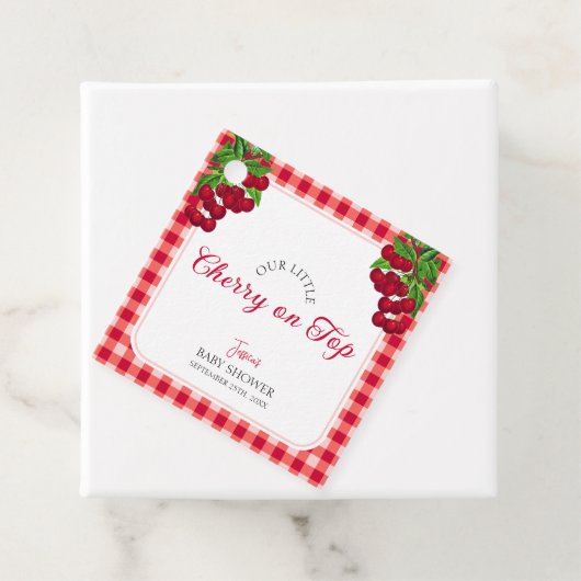 Kersen op de top Herfst Gingham Plaid Baby shower Bedankjes Labels (In situ)