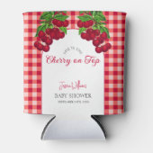 Kersen op de top Herfst Gingham Plaid Baby shower Blikjeskoeler (Voorkant)