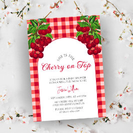 Kersen op de top Herfst Gingham Plaid Baby shower Kaart