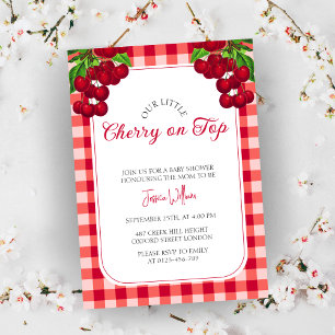 Kersen op de top Herfst Gingham Plaid Baby shower Kaart