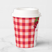 Kersen op de top Herfst Gingham Plaid Baby shower Papieren Bekers (Rechts)