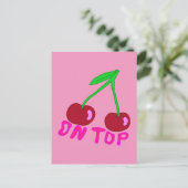 Kersen op de top, levendig kleurrijk ontwerp briefkaart (Staand voorkant)