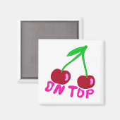 Kersen op de top, levendig kleurrijk ontwerp magneet (Voorkant / Achterkant)