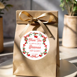 Kersen op de top lint baby shower gunst ronde sticker