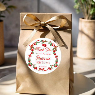 Kersen op de top lint baby shower gunst ronde sticker
