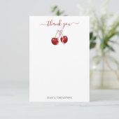 Kersen op de top Modern Baby shower Pink Bow Girl Bedankkaart (Staand voorkant)