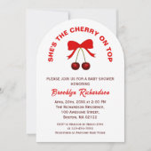 Kersen op de top Rode Coquette Bow Girl Baby showe Kaart (Voorkant)