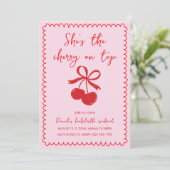 Kersen op de top Rode Hand getrokken vrijgezellenw Kaart (Staand voorkant)