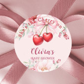 Kersen op de top roze boeg bloemen Baby shower Ronde Sticker