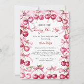 Kersen op de top Roze boogbessen Baby Meisje Douch Kaart (Voorkant)