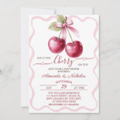 Kersen op de top Roze Bow Baby shower Kaart (Voorkant)