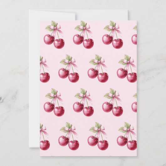 Kersen op de top Roze Bow Baby shower Kaart (Achterkant)