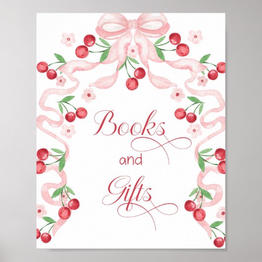 Kersen op de top roze Bow Boeken en geschenken Poster (Voorkant)