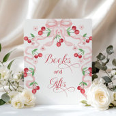 Kersen op de top roze Bow Boeken en geschenken Poster