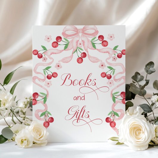 Kersen op de top roze Bow Boeken en geschenken Poster