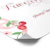 Kersen op de top roze Bow Favors Baby shower Poster (Hoek)