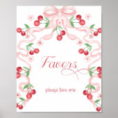 Kersen op de top roze Bow Favors Baby shower Poster (Voorkant)