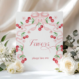 Kersen op de top roze Bow Favors Baby shower Poster
