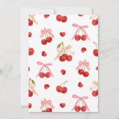 Kersen op de top Roze Bow Girl verjaardagsuitnodig Kaart (Achterkant)