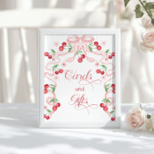 Kersen op de top roze Bow Kaarten en geschenken Poster