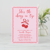 Kersen op de top Roze & Rode Hand getrokken Vrijge Kaart (Staand voorkant)