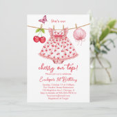 Kersen op de top! Uitnodiging eerste verjaardag (Staand voorkant)