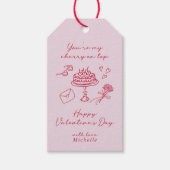 Kersen op de top Valentijnsdag Pink Bow Cadeaulabel (Voorkant)