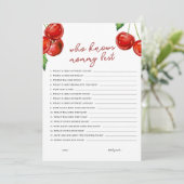 Kersen op de top Wie kent mama beste Baby shower Feestdagenkaart (Staand voorkant)