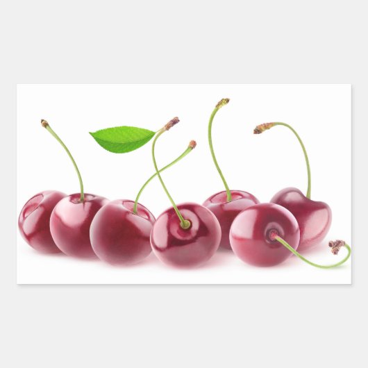 Kersen op een rij rechthoekige sticker (Voorkant)
