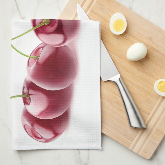 Kersen op een rij theedoek (Quarter Fold)