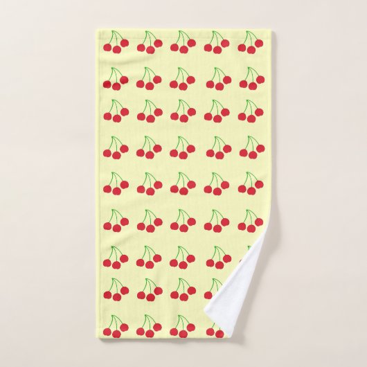 Kersen op gele keukenset bad handdoek (Handdoek)