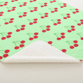 Kersen op groene mandje 60 x 80 inch sherpa deken (3/4)