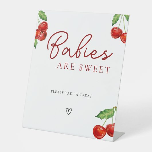 Kersen op het Baby shower Baby's zijn lief Reclamebord Met Voetstuk (Voorkant)