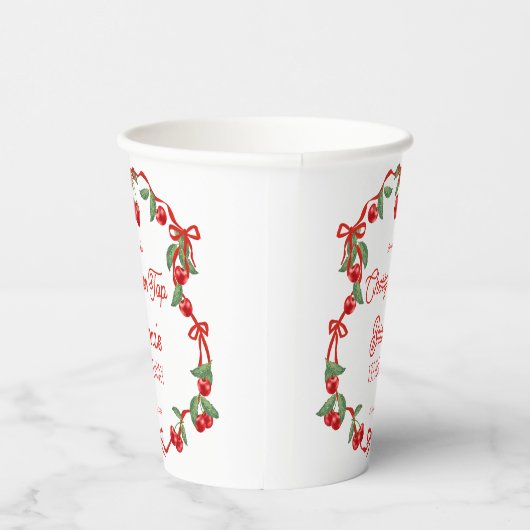 Kersen op het bovenste lint grillige verjaardag mo papieren bekers (Rechts)