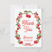 Kersen op het bovenste lint grillige verjaardagsfe bedankkaart (Voorkant)