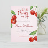 Kersen op het hoogste Baby shower Kaart (Staand voorkant)