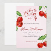 Kersen op het hoogste Baby shower Kaart (Voorkant / Achterkant)