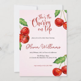 Kersen op het hoogste Baby shower Kaart