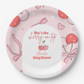 Kersen op het hoogste Baby shower Papieren Bordje (Voorkant)