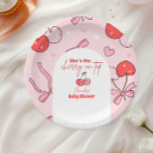 Kersen op het hoogste Baby shower Papieren Bordje