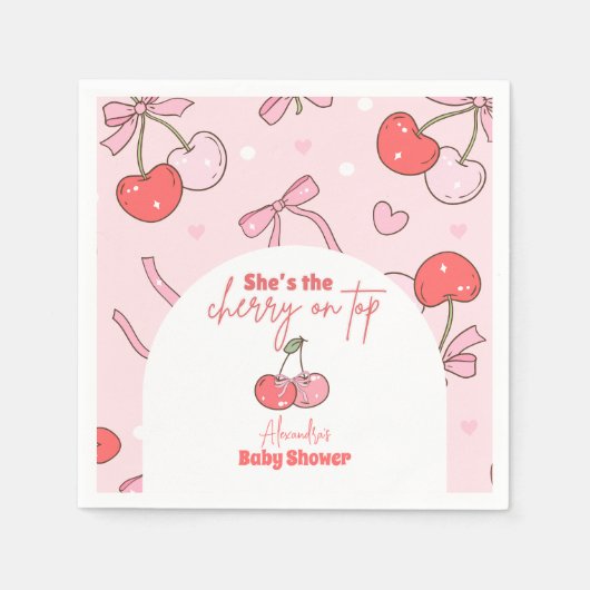 Kersen op het hoogste Baby shower Servet (Voorkant)