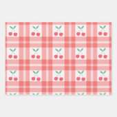 Kersen op Red Plaid Gingham Pattern Inpakpapier Vel (Voorkant 3)